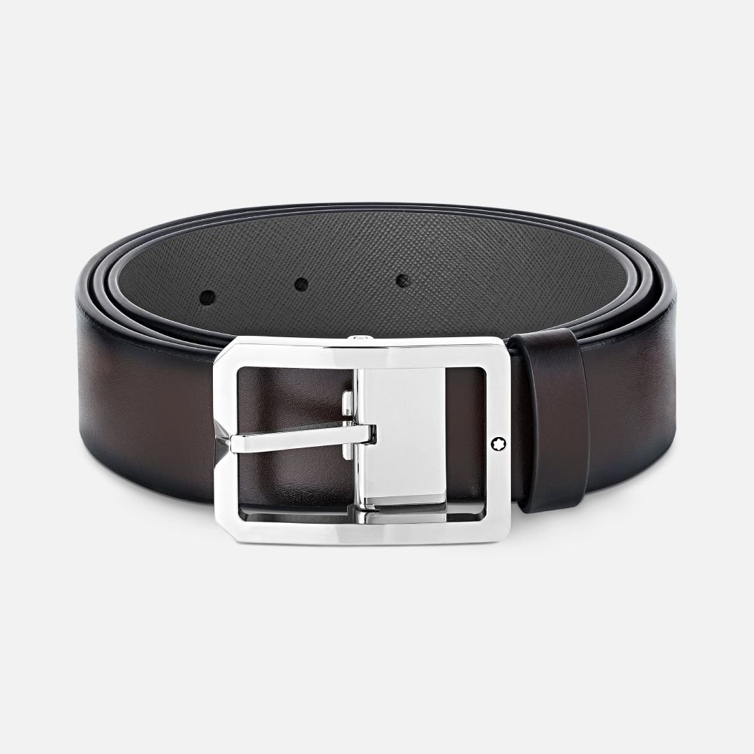 BROWN/GREY 35 MM REVERSIBLE LEATHER BELT