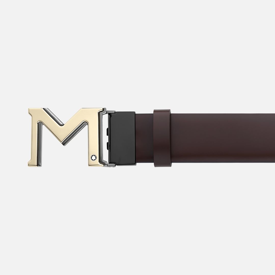 M BUCKLE BROWN/GRAY 35 MM REVERSIBLE LEATHER BELT