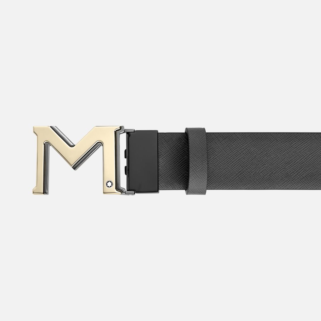 M BUCKLE BROWN/GRAY 35 MM REVERSIBLE LEATHER BELT