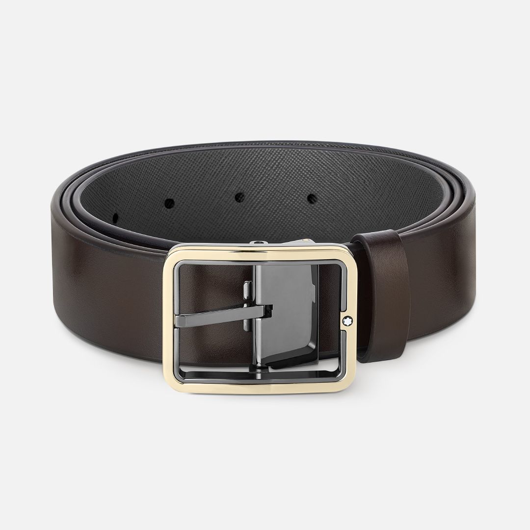 BROWN/GREY 35 MM REVERSIBLE LEATHER BELT