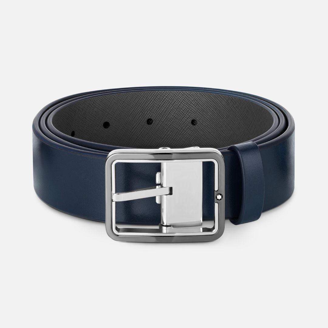 BLUE/GREY 35 MM REVERSIBLE LEATHER BELT