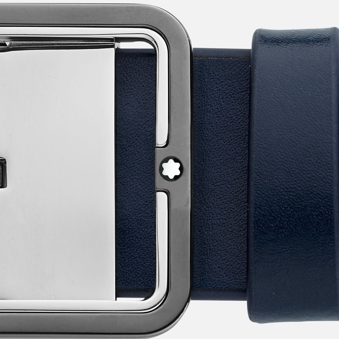 BLUE/GREY 35 MM REVERSIBLE LEATHER BELT