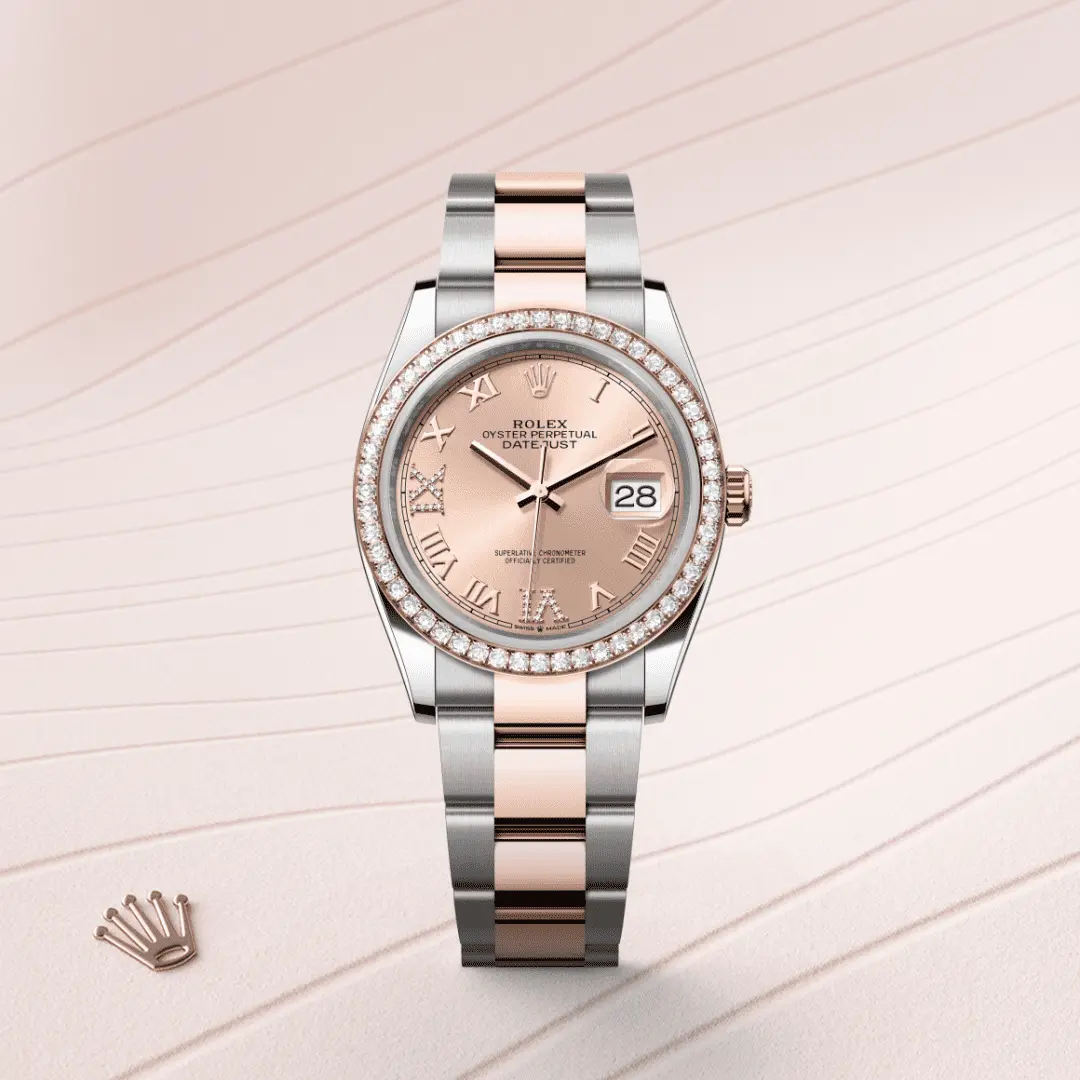 Rolex 
DATEJUST
Oyster, 36 mm, Oystersteel, Everose gold and diamonds
M126281RBR-0016