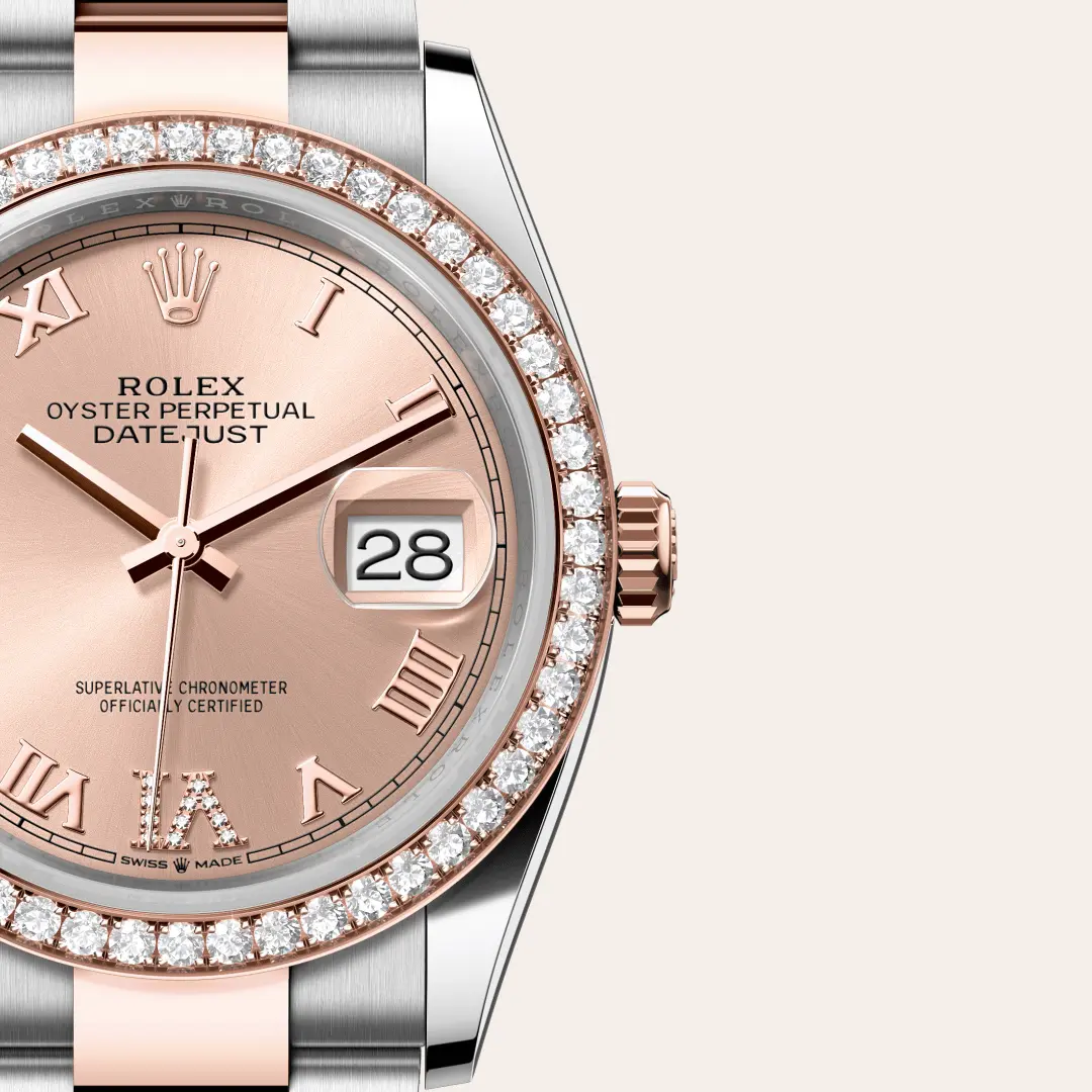 Rolex 
DATEJUST
Oyster, 36 mm, Oystersteel, Everose gold and diamonds
M126281RBR-0016