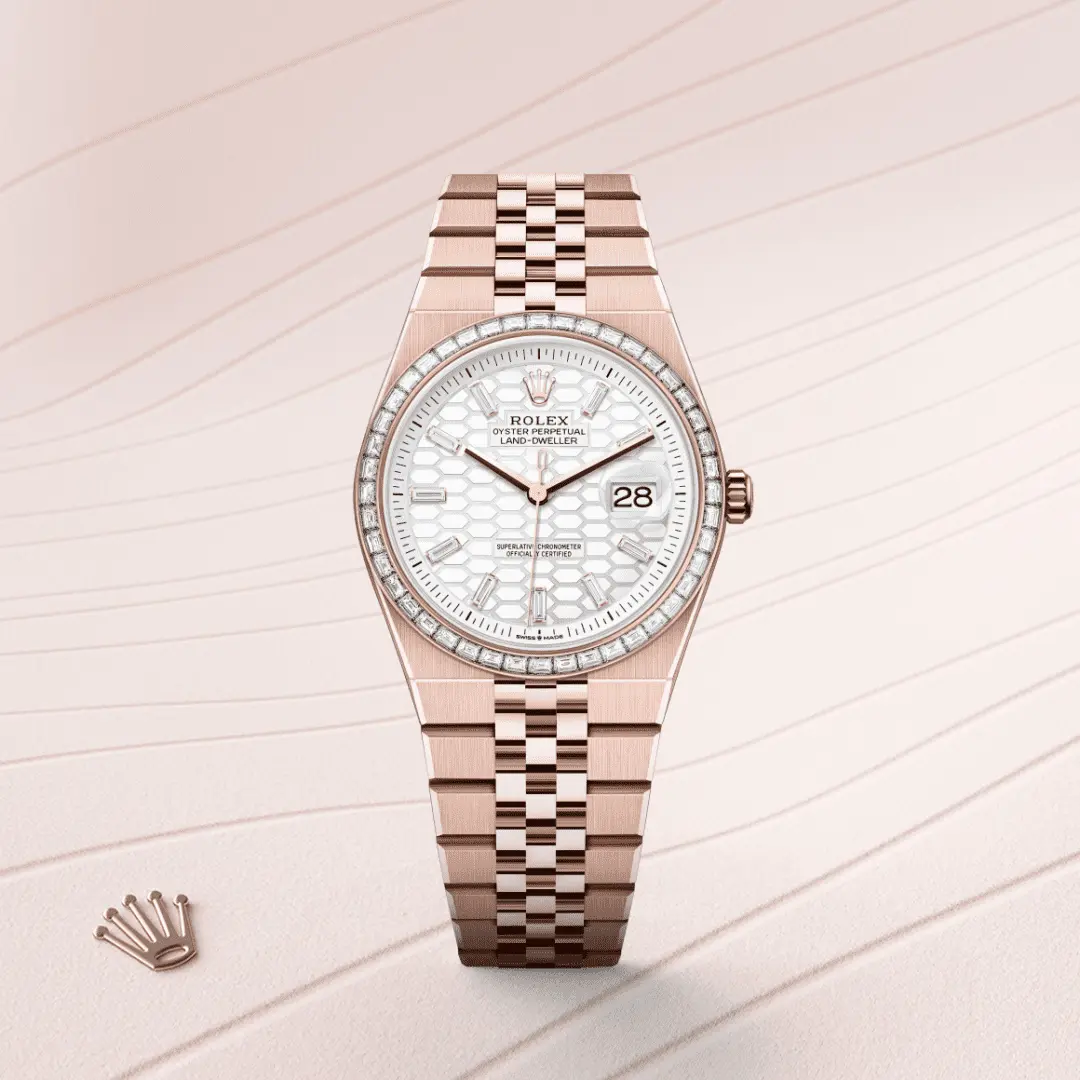 Rolex 
Land-Dweller 36
Oyster, 36 mm, Everose gold and diamonds
M127285TBR-0002