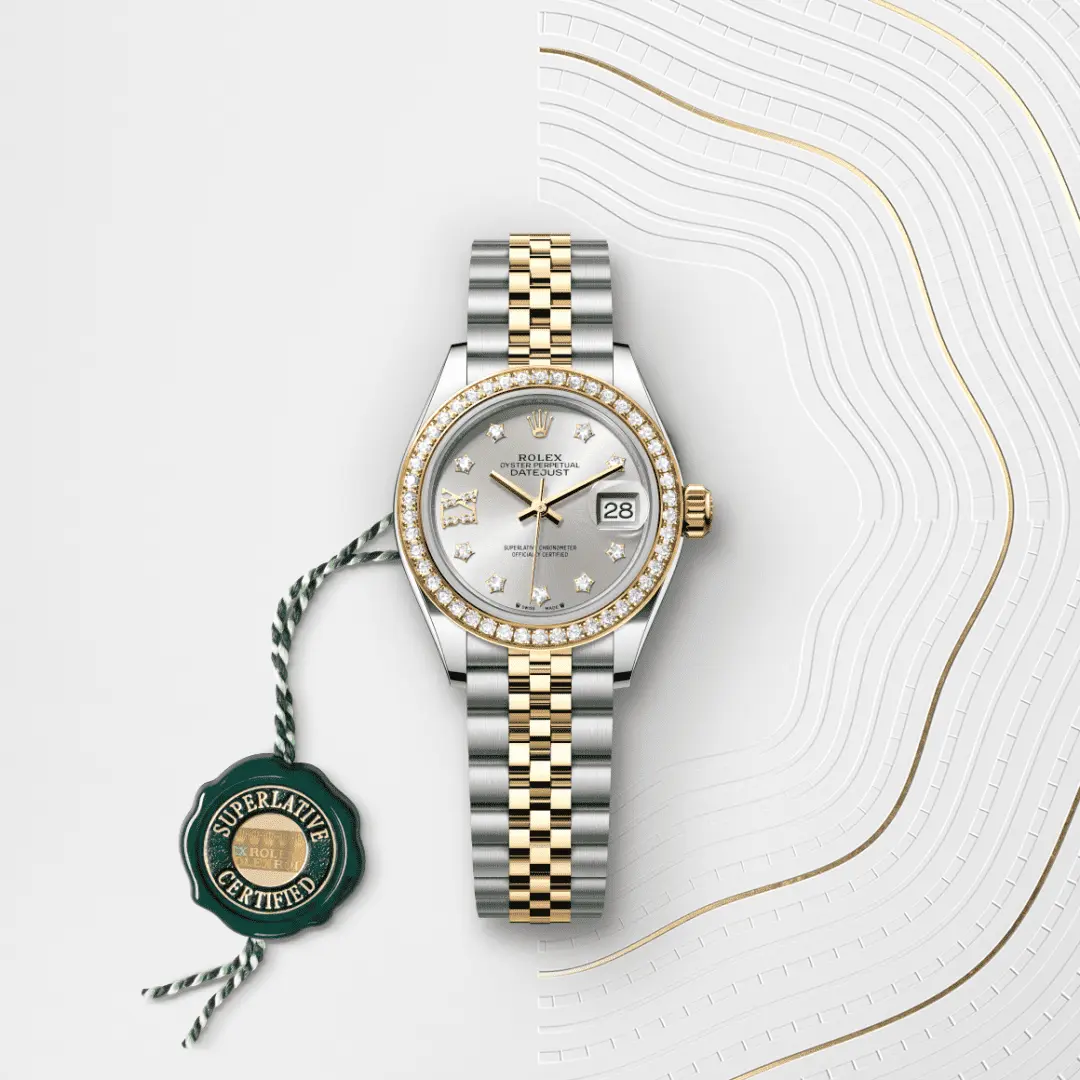 Rolex 
LADY-DATEJUST
Oyster, 28 mm, Oystersteel, yellow gold and diamonds
M279383RBR-0003