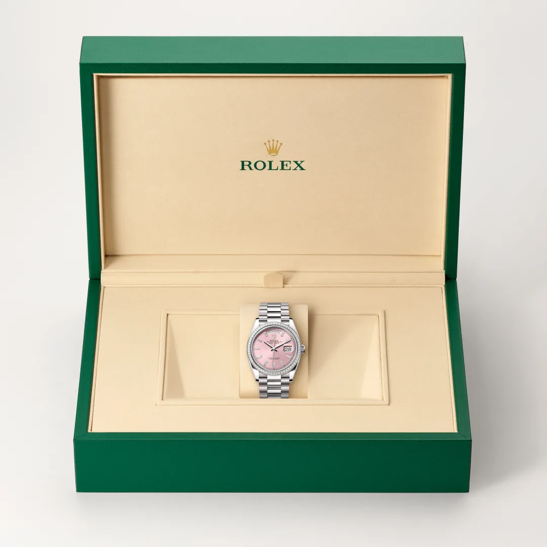 Rolex 
DAY-DATE
Oyster, 36 mm, white gold and diamonds
M128399TBR-0029